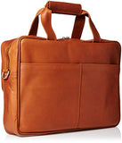 Piel Leather Slim Top-Zip Briefcase, Saddle