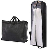 70" Bridal Wedding Gown Garment Bag Extra Large Foldable Portable Travel Dress Cover Hanging Luggage with Pockets for Womens, 8" Gusseted Black