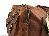 KK's 30 Inch Real Goat Leather Large Handmade Travel Luggage Bags in Square Big bag Carry On