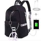 Hey Yoo HY760 Cute Casual Hiking Daypack Waterproof Bookbag School Bag Backpack for Girls Women (Black)