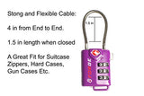 TSA Approved Cable Luggage Locks, Re-settable Combination with Alloy Body