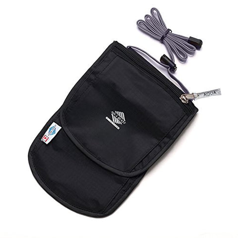 Aqua Quest CONTINENTAL Black Waterproof Travel Document Organizer Bag holds Passport, Money,