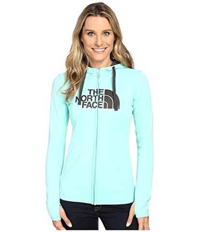 North Face Womens W FAVE HALF DOME FULL ZIP HOODIE, Ice Green/Asphalt Grey, S