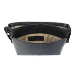 Boconi Tyler Tumbled Slim Mailbag Messenger (Black with Khaki)