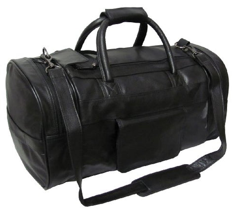 AmeriLeather Leather Dual Zippered Duffel (Black)