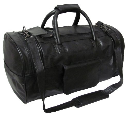 AmeriLeather Leather Dual Zippered Duffel (Black)