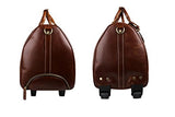 Genda 2Archer Men Leather Wheeled Travel Duffle Weekend Bag Carry On Luggage (Brown)