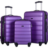3 piece luggage set with TSA lock hard side swivel suitcase Purple