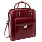 Detachable -Wheeled Women's Laptop Briefcase, Leather, Mid-Size, Red - LA Grange | McKlein - 96496