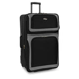U.S. Traveler New Yorker Lightweight Softside Expandable Travel Rolling Luggage Set, Black/Grey, 4-Piece (15/21/25/29)