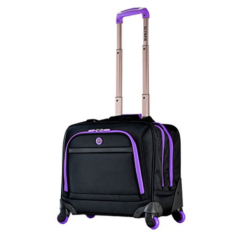 Olympia Business Rolling Tote, Black/Purple