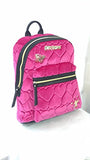 New! Betsey Johnson Fuchsia Velvet Quilted Hearts Backpack