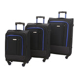 3 Pc Luggage Set Durable Lightweight Soft Case Spinner Suitecase Lug3 Jz787 Black/Dark