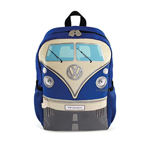 Vw Collection By Brisa Small Backpack For Kids And Adults With Vw T1 Bus Front Design (Blue)