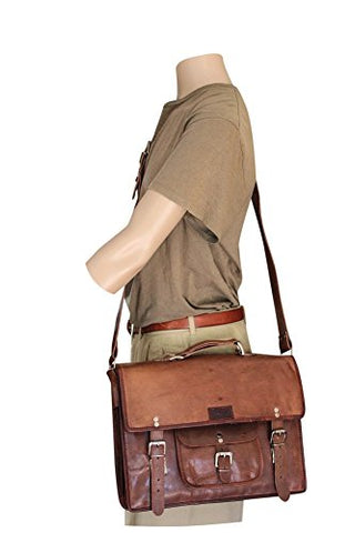 Men'S 15" Leather Brown Laptop Bag/Briefcase/ Office Bag/ Leather Computer Bag