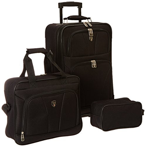 Bowman Collection- 3 Piece Traveler's Carry-On Set in Black