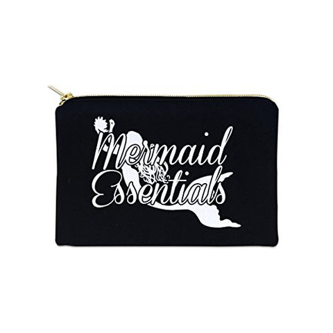 Mermaid Essentials 12 oz Cosmetic Makeup Cotton Canvas Bag - (Black Canvas)