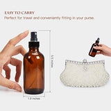 Fine Mist Sprayers 8 Piece 4 oz Amber Glass Bottles ULG Empty Spray Atomizer for Essential Oils Aromatherapy Cosmetic Sprays Including 8 Piece Waterproof DIY Labels