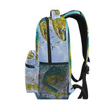 Stylish Mahi Fish Backpack- Lightweight School College Travel Bags, ChunBB 16" x 11.5" x 8"
