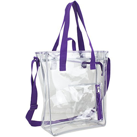 Eastsport 100% Clear PVC Value Tote with Front Easy Access Pocket, Purple