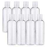BENECREAT 8 Pack 6.7oz PET Plastic Bottles Clear Refillable Bottles with Press Disc Flip Cap for Shampoo, Lotions, Creams