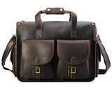 Polare 17" Vintage Full Grain Leather Messenger Bag For Laptop Briefcase Satchel Bag