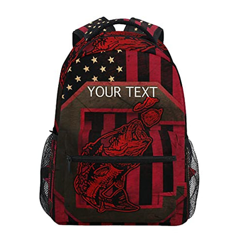 Custom American Fish Flag Leisure Backpack for Girls Teenage School Backpack Personalized Backpack with Name/Text, Customization Students Backpack