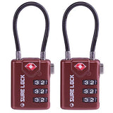 TSA Compatible Travel Luggage Locks, Inspection Indicator, Easy Read Dials - 1, 2 & 4 Pack (Large, BROWN 2 PACK)