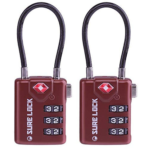 TSA Compatible Travel Luggage Locks, Inspection Indicator, Easy Read Dials - 1, 2 & 4 Pack (Large, BROWN 2 PACK)