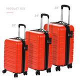 Murtisol 3 Pieces Expandable ABS Luggage Sets TSA Lightweight Durable Spinner Suitcase 20" 24" 28", 3PCS Orange