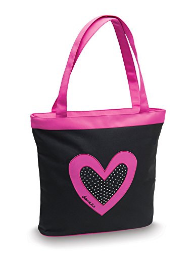 Dancer's Heart with Rhinestones Black Tote Bag by Danshuz