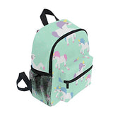 GIOVANIOR Cute Cartoon Unicorn Mint Green Polka Dots Travel School Backpack for Boys Girls Kids