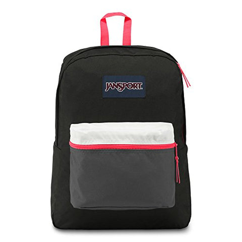 JanSport Exposed Backpack - Black/Fluorescent Red