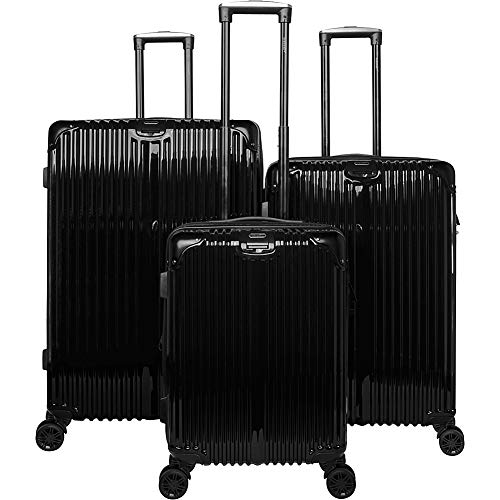 Gabbiano The Macan 3 Piece Expandable Hardside Spinner Luggage Set (Black)