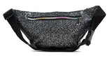 Festival Rave 80s Holographic Black Gravel Fanny Pack Waist Belt Bag For Women, Girls (Black