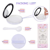 Empty Face Powder Compact with Puff-C.RAN Fire 0.17 oz Portable Powder Puff and Container , Travel Powder Container with Mirror and Elasticated Net Sifter (2pcs,black)