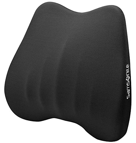 SAMSONITE, Contoured 3D Ridges Lumbar Pillow for Office Chair or Car, High Grade Memory Foam, Fits Most Seats, Adjustable Strap, Removable Cover