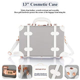 COTRUNKAGE Pu Spinner Suitcase Grey 2 Piece Vintage Trunk Luggage Set with TSA Lock (13" & 20", Light grey)