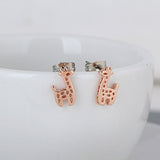 Acxico Hollow out Little Giraffe Pendant Stud Earrings (Rose Gold)
