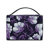 Tropical Poppy Flowers Leaf Portable Cosmetic Toiletry Bags Large Makeup Travel Bags with Handle 9"