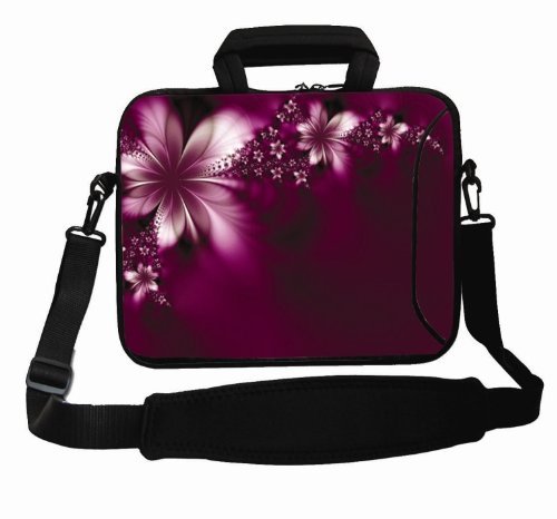 RICHEN 9.7" 10" 10.1" 10.2" inch Messenger Bag Carring Case Sleeve with Handle Accessory Pocket Fits 7 to 10-Inch Laptops/Notebook/ebooks/Kids Tablet/Pad (7-10.2 inch, Purple Flowers)