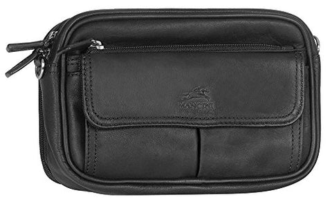 Mancini COLOMBIAN Compact Unisex Bag, Leather Toiletry Kit in Black