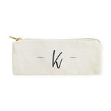 The Cotton & Canvas Co. Personalized Handwritten Monogram Initial K Pencil Case, Cosmetic Case and Travel Pouch for Office and Back to School