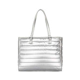 Cloe Quilted Tote bag with 15" Laptop Compartment in Silver Color