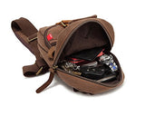 Men's Designed Small Chest Pack Purse Cross-body Shoulder Bag Cotton Canvas Leather Backpack