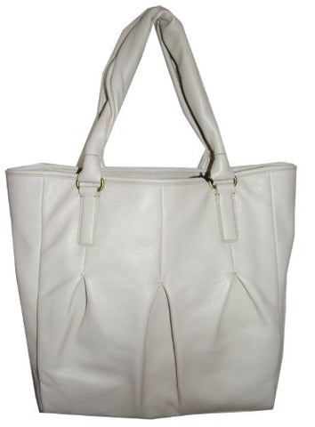 Cole Haan Leather Pleated Hazelle Ii Laptop Travel Tote Bag (White Pine)
