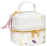 C.R. Gibson Women's White and Gold Mini Travel Cosmetic and Makeup Bag, W H X 4.5" D