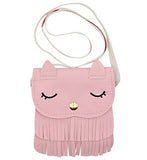 Kids Cute Cat Tassel Bag Girls Mini Satchel PU Leather Crossbody Bag Coin Pouse(Pink)