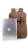 Crest Design Canvas Hiking Travel Daypacks School Laptop Backpack Rucksack 30L (Brown)