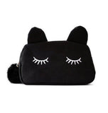 Sleepy Kitty Cat Cosmetic Bag Pencil Pouch Makeup Brush Case Travel Clutch Handbag Purse Cute